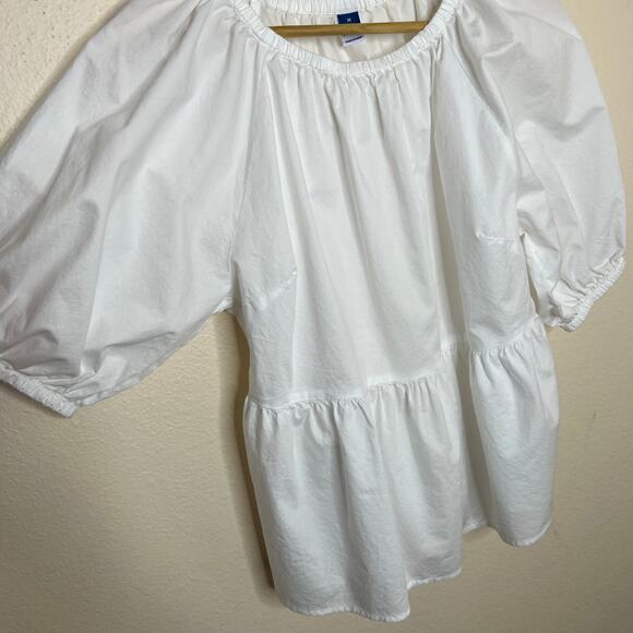 Old Navy White Cotton Open Back Blouse Medium - Picture 3 of 8